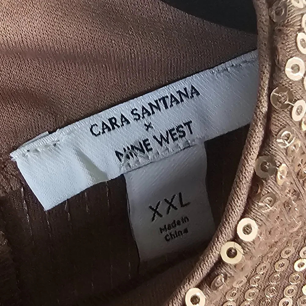 Cara Santana Nine West Gold Sequin Top XXL - Picture 2 of 5